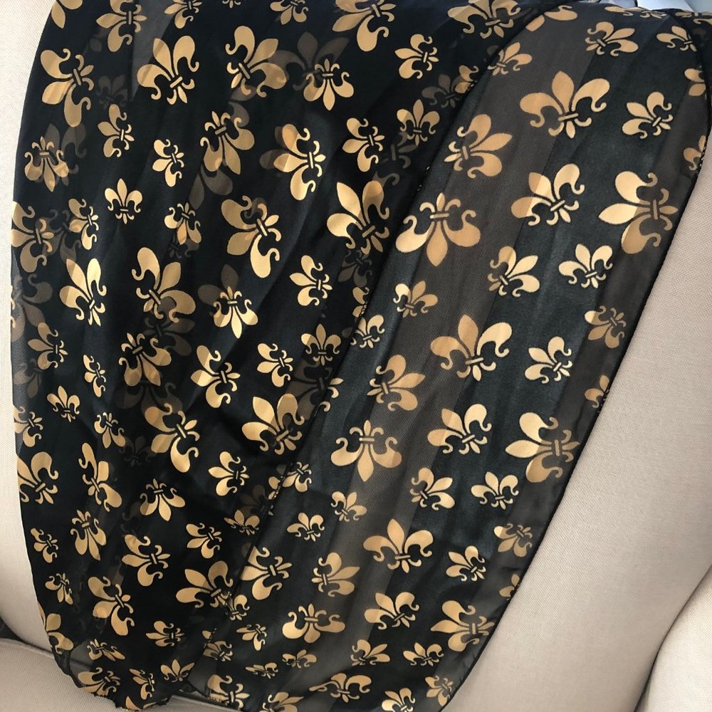 Fleur de lis black and gold scarf